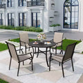 5pc Outdoor Dining Set with Padded Sling Chairs & Round Metal Table - Gray/Black - Captiva Designs: Sturdy, Water-Resistant Patio Set for 4