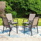Set da Pranzo da Esterno 5 Pezzi con Sedie Sling Imbottite e Tavolo Rotondo in Metallo - Grigio/Nero - Captiva Designs: Robusto Set da Patio Resistente all'Acqua per 4 Persone