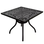 Set da esterni da 5 pezzi con tavolo quadrato nero in alluminio a rete da 37" decorato e sedie moderne - Oakland Living