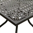 Set da esterni da 5 pezzi con tavolo quadrato nero in alluminio a rete da 37" decorato e sedie moderne - Oakland Living