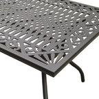 Set da pranzo da patio 7 pezzi con tavolo rettangolare moderno in alluminio a maglie da esterno da 68" e sedie moderne - Nero - Oakland Living: Resistente ai raggi UV