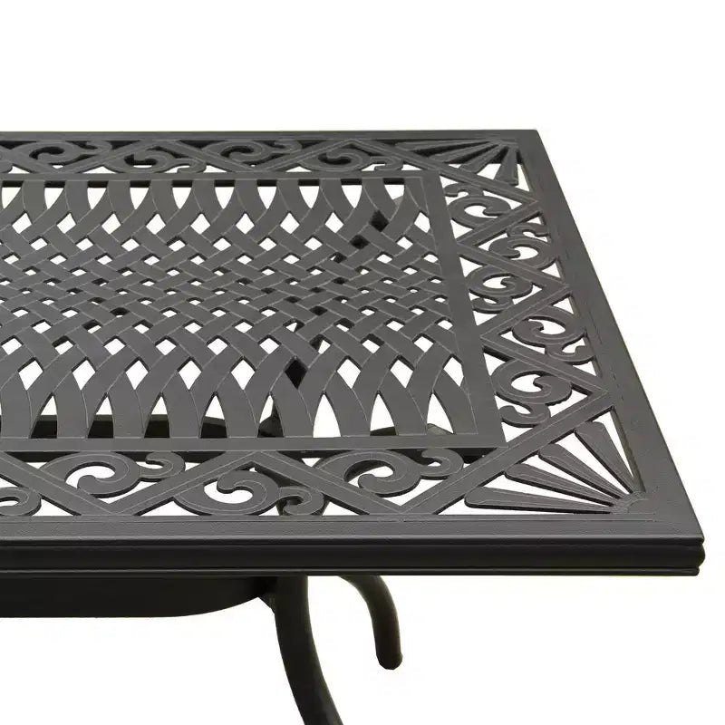 Set da pranzo da patio 7 pezzi con tavolo rettangolare moderno in alluminio a maglie da esterno da 68" e sedie moderne - Nero - Oakland Living: Resistente ai raggi UV