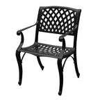 Set da pranzo da patio 7 pezzi con tavolo rettangolare moderno in alluminio a maglie da esterno da 68" e sedie moderne - Nero - Oakland Living: Resistente ai raggi UV