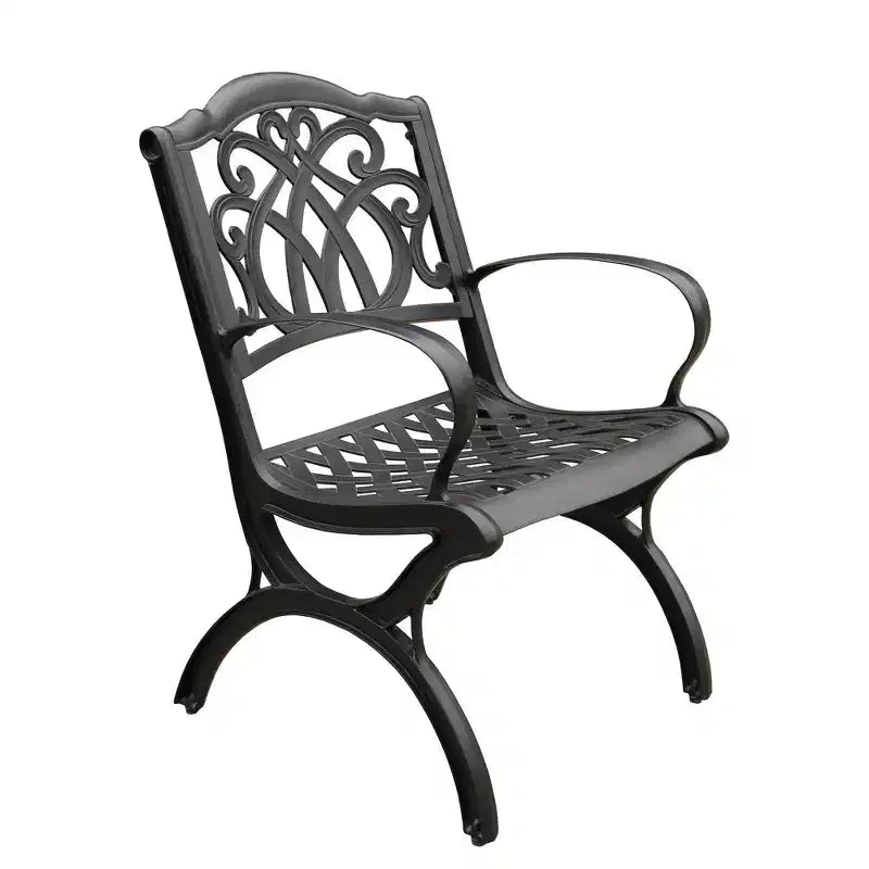 Set da pranzo da 5 pezzi per patio con tavolo rotondo in rete di alluminio da esterno decorato da 48 pollici e sedie di lusso - Nero - Oakland Living: Resistente ai raggi UV, Non pieghevole