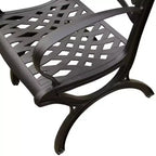 Set da pranzo da 5 pezzi per patio con tavolo rotondo in rete di alluminio da esterno decorato da 48 pollici e sedie di lusso - Nero - Oakland Living: Resistente ai raggi UV, Non pieghevole
