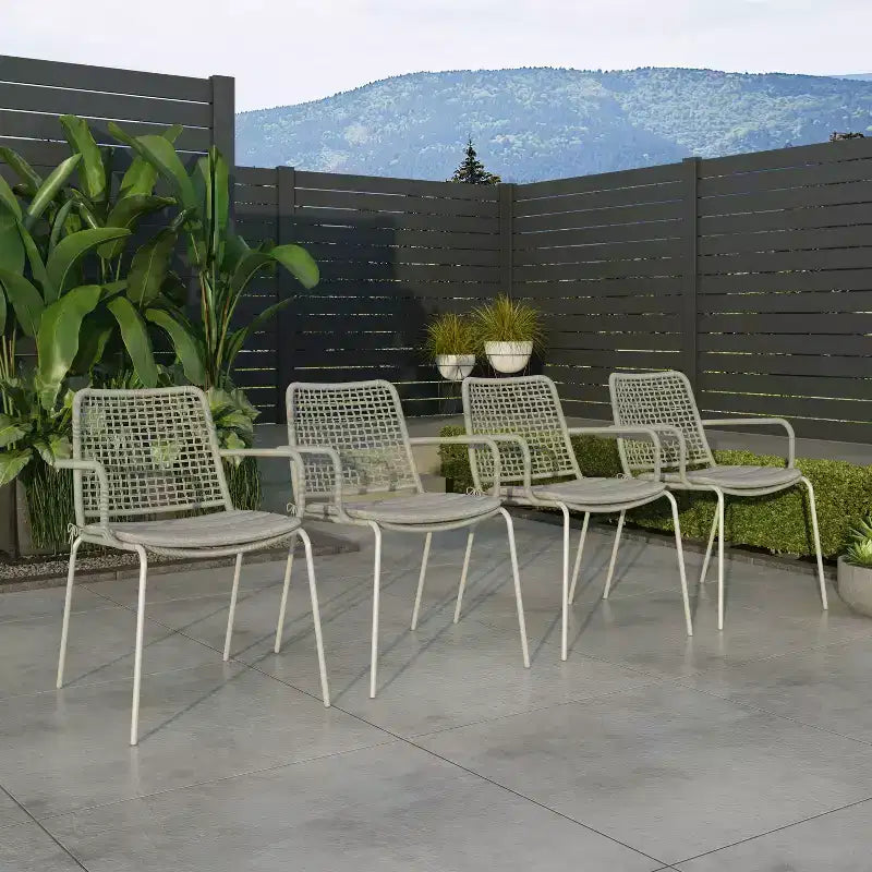 Set da pranzo da giardino rettangolare Amazonia Bahia a 7 pezzi in alluminio grigio