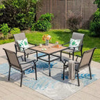 5pc Patio Dining Set with Square Table & Padded Arm Chairs - Captiva Designs