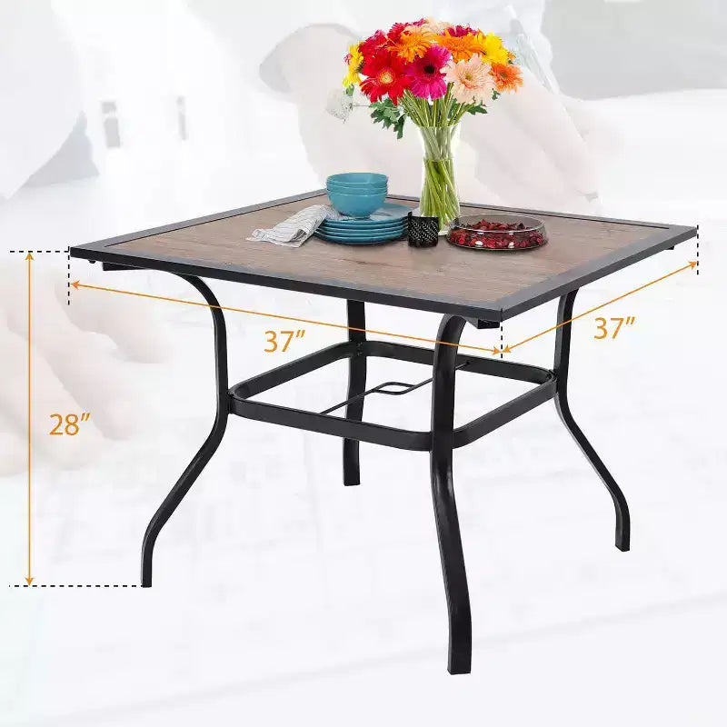 Set da pranzo da patio 5 pezzi con tavolo quadrato e poltrone imbottite - Captiva Designs