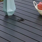 Set da pranzo da esterni da 5 pezzi con tavolo quadrato a doghe in metallo con foro per ombrellone da 1,57" - Captiva Designs: Set di mobili da patio per 4 persone, acciaio verniciato a polvere