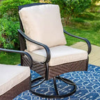 Set da pranzo da esterno 7 pezzi con sedie girevoli e grande tavolo rettangolare in metallo con foro per ombrellone - Captiva Designs: E-Coated, Resistente alle intemperie