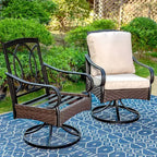Set da pranzo da esterno 7 pezzi con sedie girevoli e grande tavolo rettangolare in metallo con foro per ombrellone - Captiva Designs: E-Coated, Resistente alle intemperie