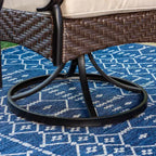 Set da pranzo da esterno 7 pezzi con sedie girevoli e grande tavolo rettangolare in metallo con foro per ombrellone - Captiva Designs: E-Coated, Resistente alle intemperie