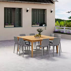 Set da pranzo quadrato da esterno Amazonia Ipanema 9 pezzi, grigio