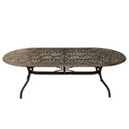 Ensemble de salle à manger d'extérieur 11 pièces avec table ovale en aluminium de 241 cm au design contemporain et moderne en treillis et dix chaises - Bronze - Oakland Living : Résistant aux UV