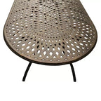 Ensemble de salle à manger d'extérieur 11 pièces avec table ovale en aluminium de 241 cm au design contemporain et moderne en treillis et dix chaises - Bronze - Oakland Living : Résistant aux UV