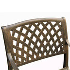 Ensemble de salle à manger d'extérieur 11 pièces avec table ovale en aluminium de 241 cm au design contemporain et moderne en treillis et dix chaises - Bronze - Oakland Living : Résistant aux UV