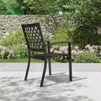 Ensemble de salle à manger d'extérieur 7 pièces Captiva Designs - Table rectangulaire avec trou pour parasol de 4 cm et chaises en acier - Noir