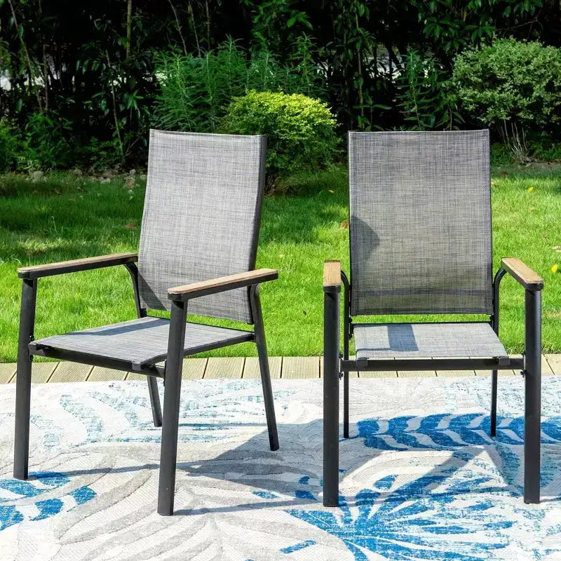 Set da patio 5 pezzi con tavolo quadrato in acciaio e sedie a fionda con struttura leggera in alluminio - Captiva Designs