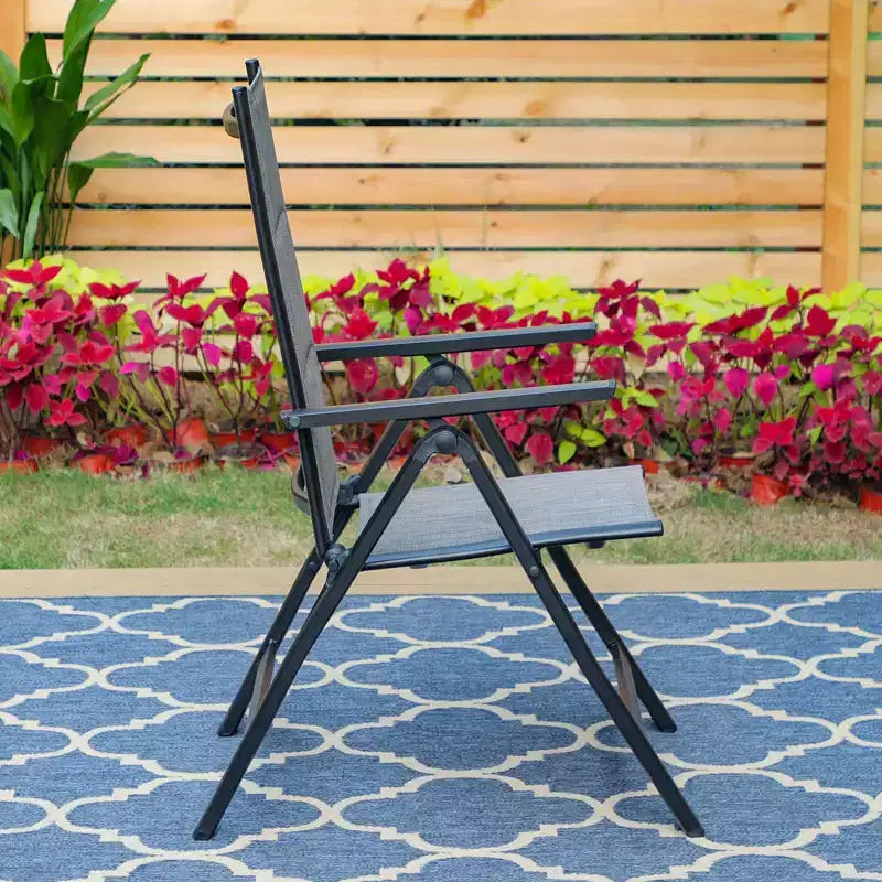 Set da pranzo da esterno 7 pezzi con sedie pieghevoli a 7 posizioni e tavolo in metallo espandibile - Captiva Designs: Mobili da esterno resistenti alle intemperie