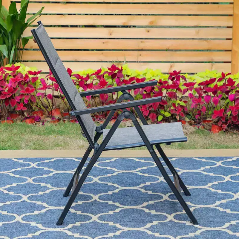 Set da pranzo da esterno 7 pezzi con sedie pieghevoli a 7 posizioni e tavolo in metallo espandibile - Captiva Designs: Mobili da esterno resistenti alle intemperie
