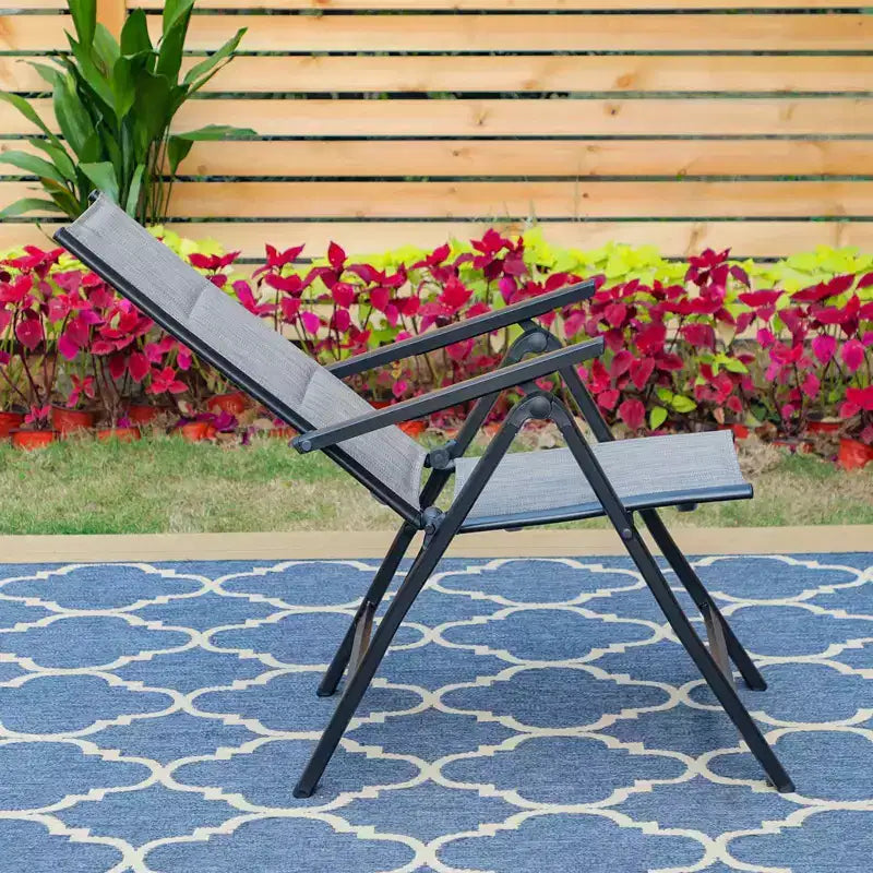 Set da pranzo da esterno 7 pezzi con sedie pieghevoli a 7 posizioni e tavolo in metallo espandibile - Captiva Designs: Mobili da esterno resistenti alle intemperie
