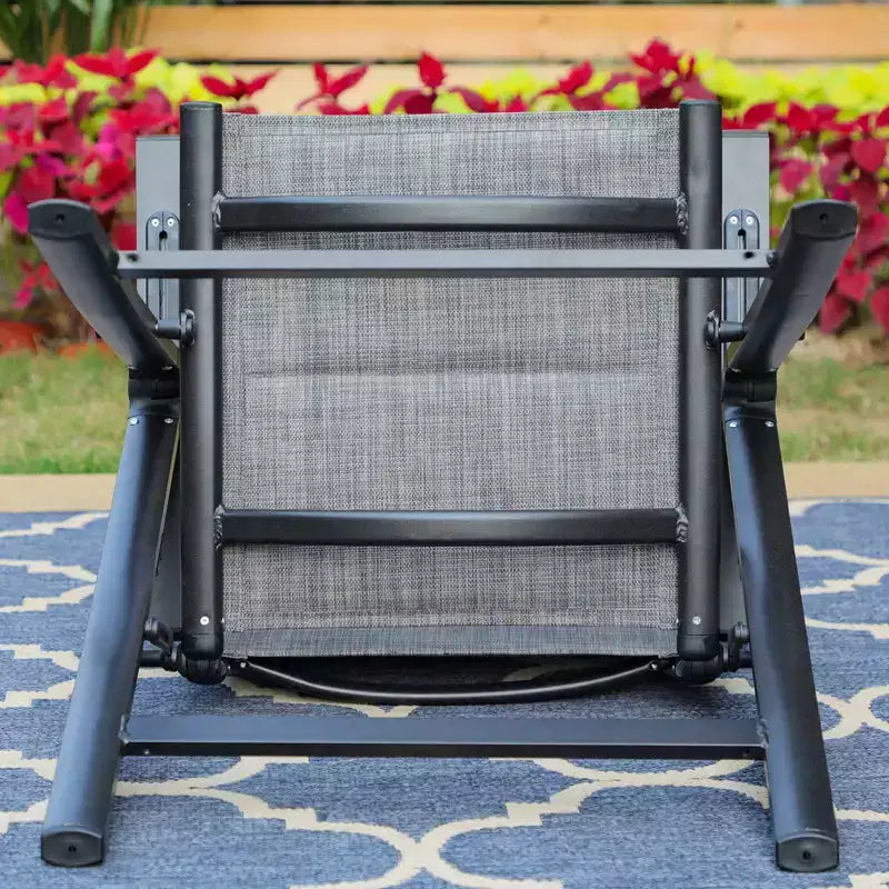 Set da pranzo da esterno 7 pezzi con sedie pieghevoli a 7 posizioni e tavolo in metallo espandibile - Captiva Designs: Mobili da esterno resistenti alle intemperie