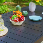 Set da pranzo da esterno 7 pezzi con sedie pieghevoli a 7 posizioni e tavolo in metallo espandibile - Captiva Designs: Mobili da esterno resistenti alle intemperie