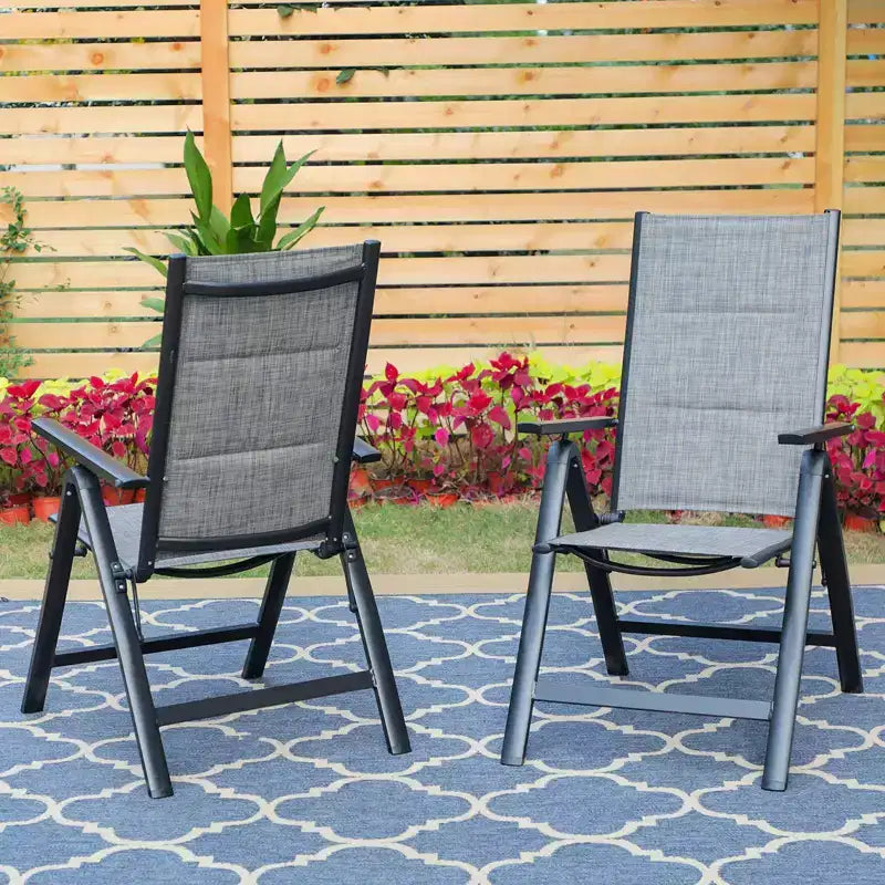Set da pranzo da esterno 7 pezzi con sedie pieghevoli a 7 posizioni e tavolo in metallo espandibile - Captiva Designs: Mobili da esterno resistenti alle intemperie