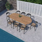 Set da pranzo da esterno ovale a 9 pezzi Amazonia Rio, nero