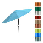 Set da pranzo da esterno Alaterre Furniture 8 pz, tavolo Okemo con ombrellone a inclinazione automatica da 3 m, blu
