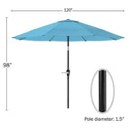 Set da pranzo da esterno Alaterre Furniture 8 pz, tavolo Okemo con ombrellone a inclinazione automatica da 3 m, blu