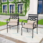 Set da pranzo da esterno 7 pezzi con 2 sedie girevoli e tavolo in finto legno con foro per ombrellone - Captiva Designs: Arredamento da patio resistente alle intemperie