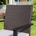 Set da pranzo per esterni 7 pezzi: tavolo in acciaio, sedie in vimini, cuscini - Captiva Designs