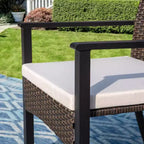 Set da pranzo per esterni 7 pezzi: tavolo in acciaio, sedie in vimini, cuscini - Captiva Designs