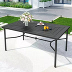 Set da pranzo per esterni 7 pezzi: tavolo in acciaio, sedie in vimini, cuscini - Captiva Designs