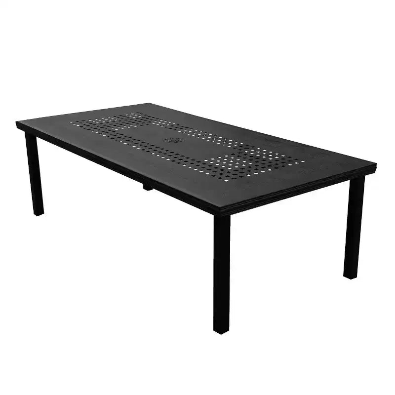 Set da pranzo Oakland Living 95" rettangolare moderno per esterni in alluminio a rete con 8 sedie a braccioli nere