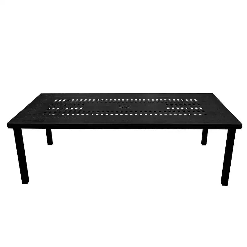 Set da pranzo Oakland Living 95" rettangolare moderno per esterni in alluminio a rete con 8 sedie a braccioli nere