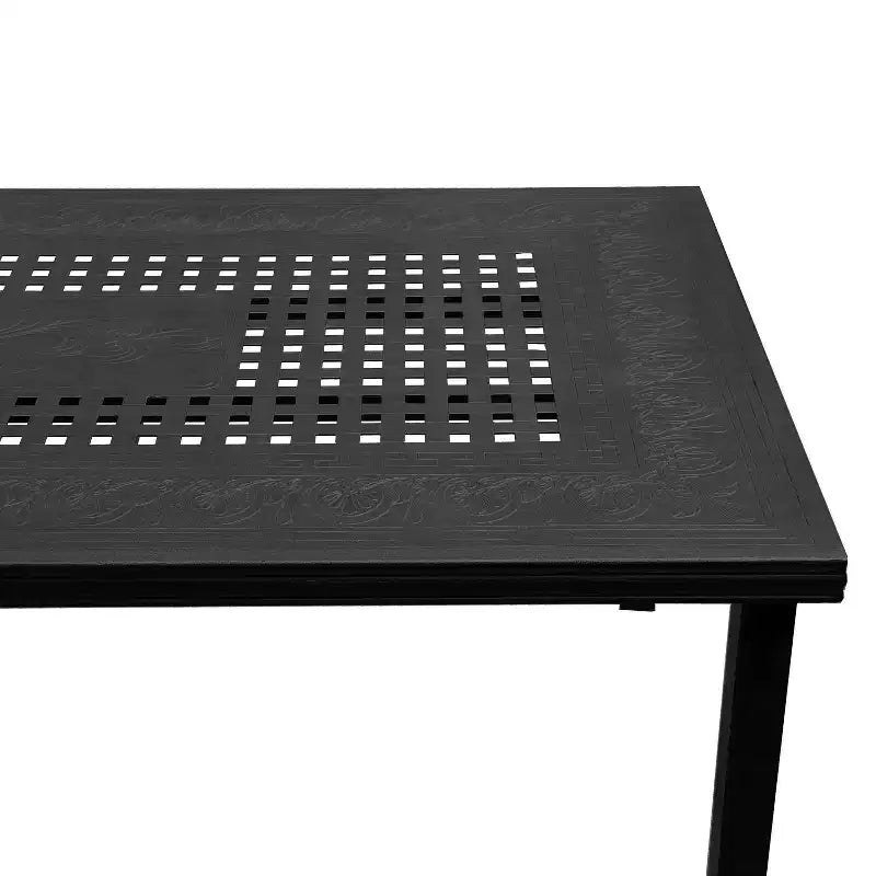 Set da pranzo Oakland Living 95" rettangolare moderno per esterni in alluminio a rete con 8 sedie a braccioli nere