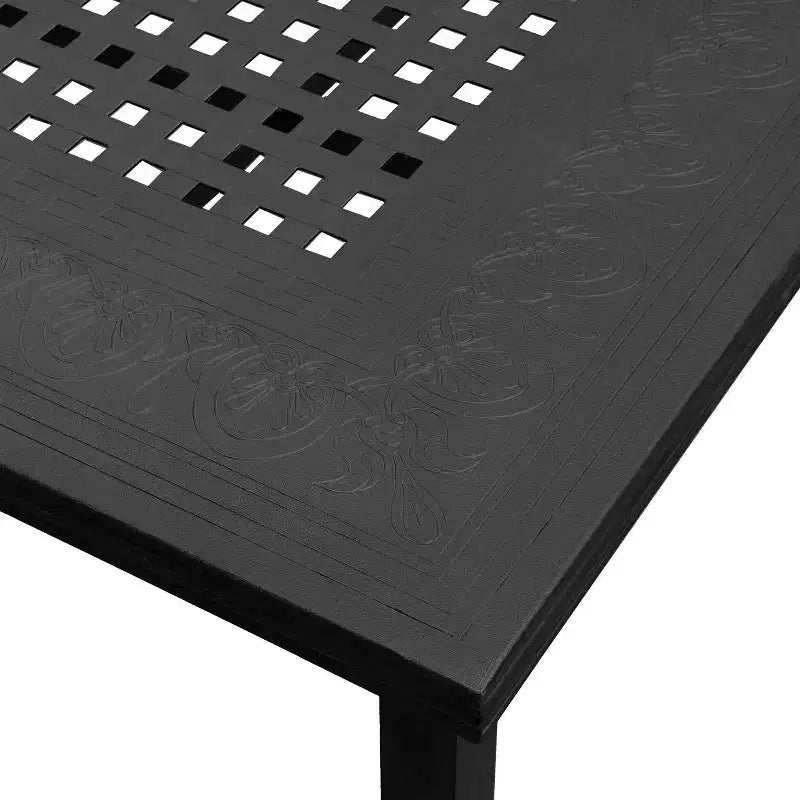 Set da pranzo Oakland Living 95" rettangolare moderno per esterni in alluminio a rete con 8 sedie a braccioli nere