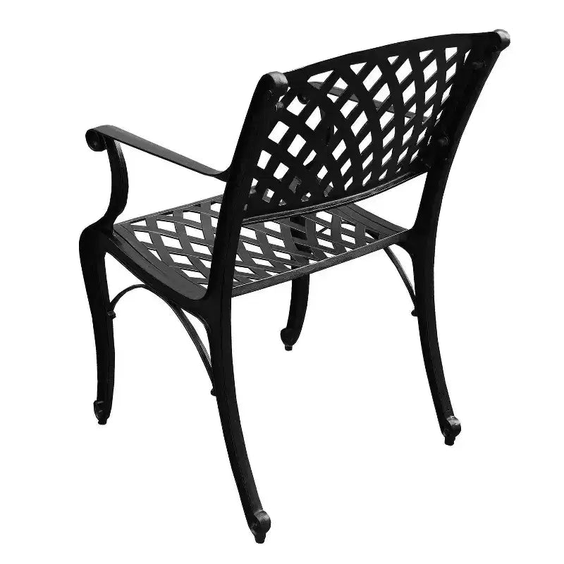 Set da pranzo Oakland Living 95" rettangolare moderno per esterni in alluminio a rete con 8 sedie a braccioli nere