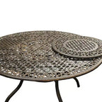 Set da pranzo da esterni 7 pezzi con tavolo rotondo da 59" in alluminio a rete decorato tradizionale e moderno contemporaneo - Bronzo - Oakland Living