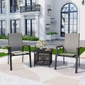 3pc Patio Dining Set with Small Square Table with Umbrella Hole & Lightweight Sling Chairs - Captiva Designs: Outdoor Furniture for Balcony