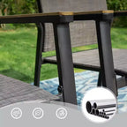 Set da pranzo da 3 pezzi per esterni con tavolino quadrato con foro per ombrellone e sedie a fionda leggere - Captiva Designs: mobili per esterni per balcone
