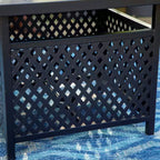 Set da pranzo da 3 pezzi per esterni con tavolino quadrato con foro per ombrellone e sedie a fionda leggere - Captiva Designs: mobili per esterni per balcone