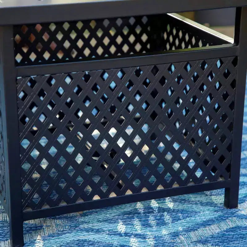 Set da pranzo da 3 pezzi per esterni con tavolino quadrato con foro per ombrellone e sedie a fionda leggere - Captiva Designs: mobili per esterni per balcone
