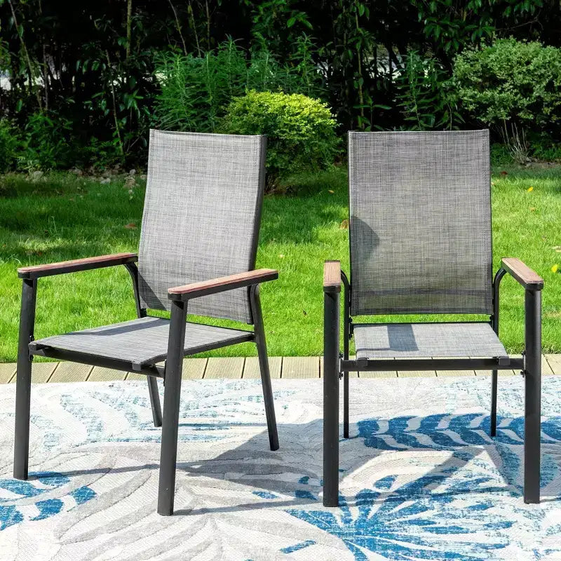 Set da pranzo da 3 pezzi per esterni con tavolino quadrato con foro per ombrellone e sedie a fionda leggere - Captiva Designs: mobili per esterni per balcone