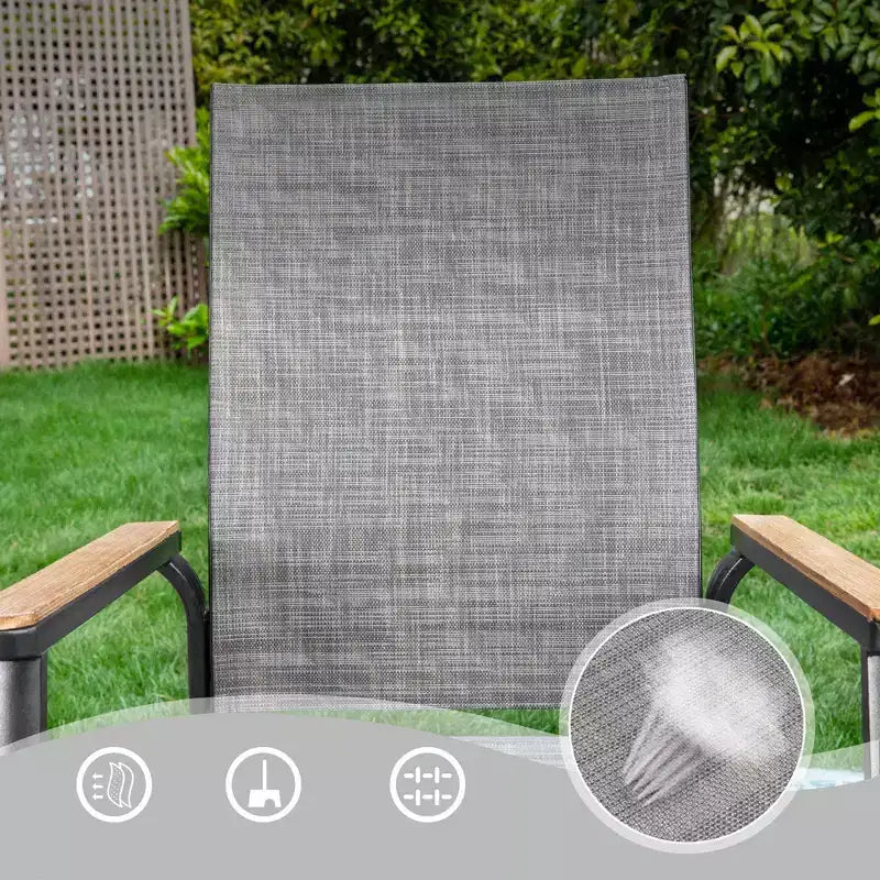 Set da pranzo da 3 pezzi per esterni con tavolino quadrato con foro per ombrellone e sedie a fionda leggere - Captiva Designs: mobili per esterni per balcone
