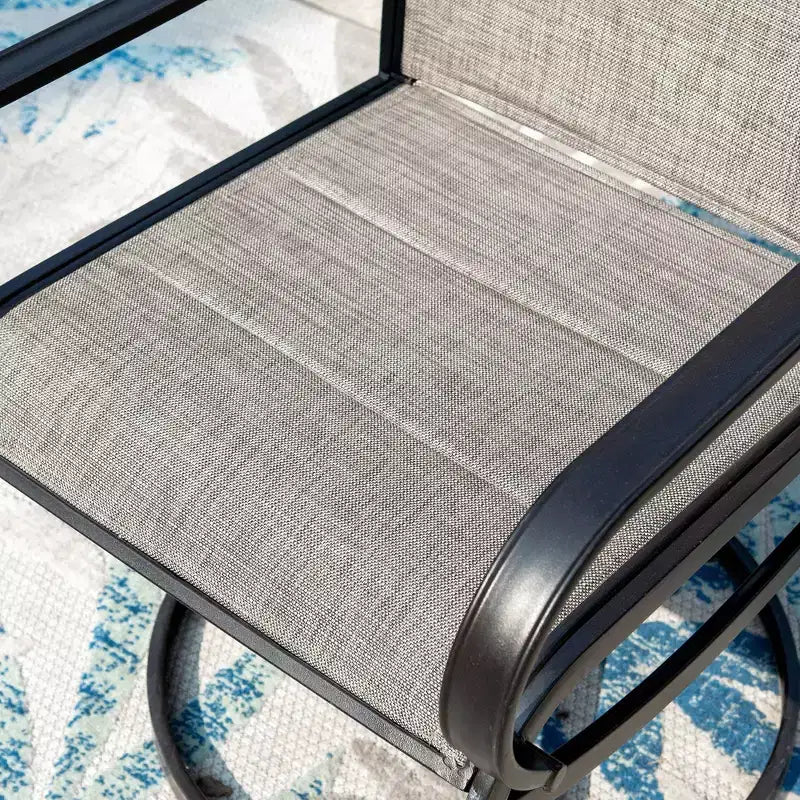 Set da patio 5 pezzi con tavolo quadrato e sedie a braccioli girevoli a 360° in acciaio - Captiva Designs