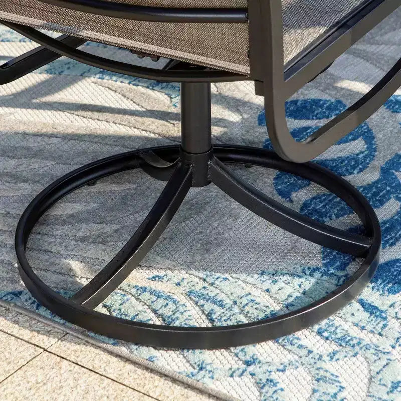 Set da patio 5 pezzi con tavolo quadrato e sedie a braccioli girevoli a 360° in acciaio - Captiva Designs