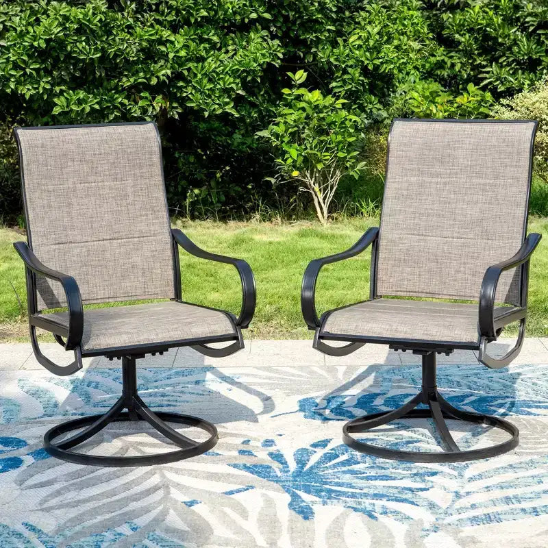Set da patio 5 pezzi con tavolo quadrato e sedie a braccioli girevoli a 360° in acciaio - Captiva Designs